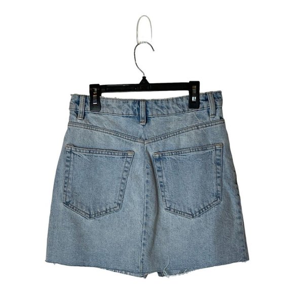 Zara Blue Light Wash A Line Raw Hem Denim Mini Skirt Size S - Picture 3 of 7